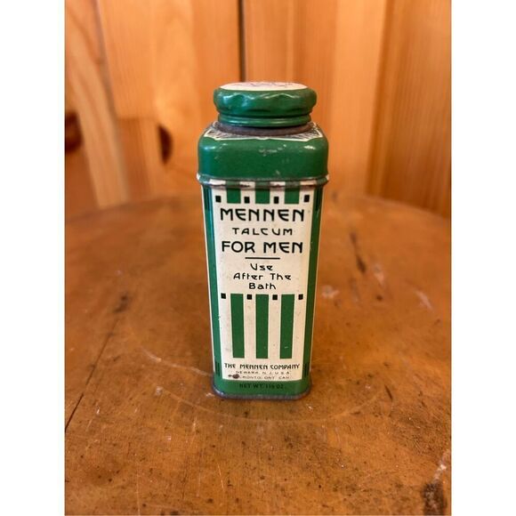 Antique Art Deco Mennen Talcum Powder After Bath Men￼Natural Advertising TIN (82 - Picture 1 of 6
